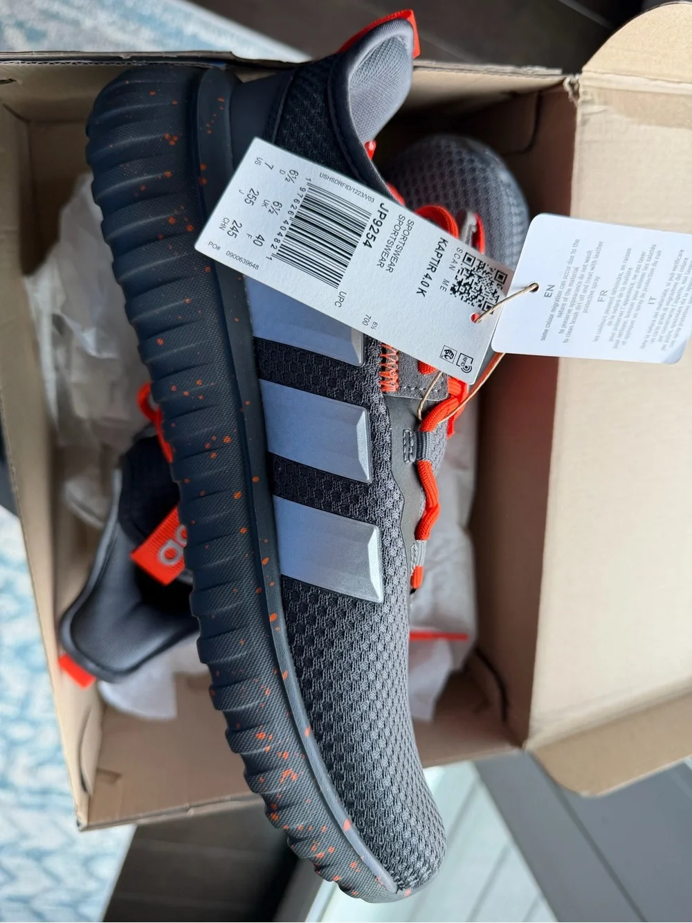 adidas Men's Gray Athletic Sneakers with Orange Accents